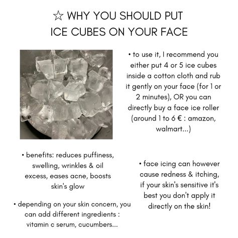 Ice Face Skin Care Aesthetic, Face Icing Aesthetic, Icing Face Aesthetic, Skincare Ice Cubes, Ice For Skincare, Skin Ice Cube, Face Icing Benefits, Icing Face Benefits, Flawless Skin Aesthetic