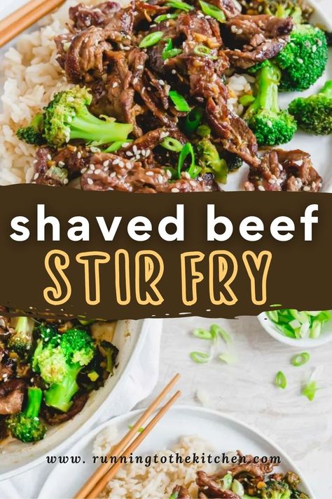 This shaved beef steak stir fry is a quick and easy skillet dinner you can make in minutes with a crave-worthy stir fry sauce that rivals any takeout order! Shaved Beef Recipes, Shaved Steak Recipe, Shaved Beef Recipe, Shaved Beef, Beef Stir Fry Recipe, Shaved Steak, Easy Skillet Dinner, Boiled Chicken Recipes, Steak And Broccoli