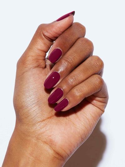 Dark Nails Short Almond, Rose Water Nail Color, Terracotta Color Nails, Berry Nail Color Fall, Rosewood Nail Color, Dip Nails Squoval, Dark Pink Oval Nails, Cranberry Nail Polish, Natural Nails Regular Polish