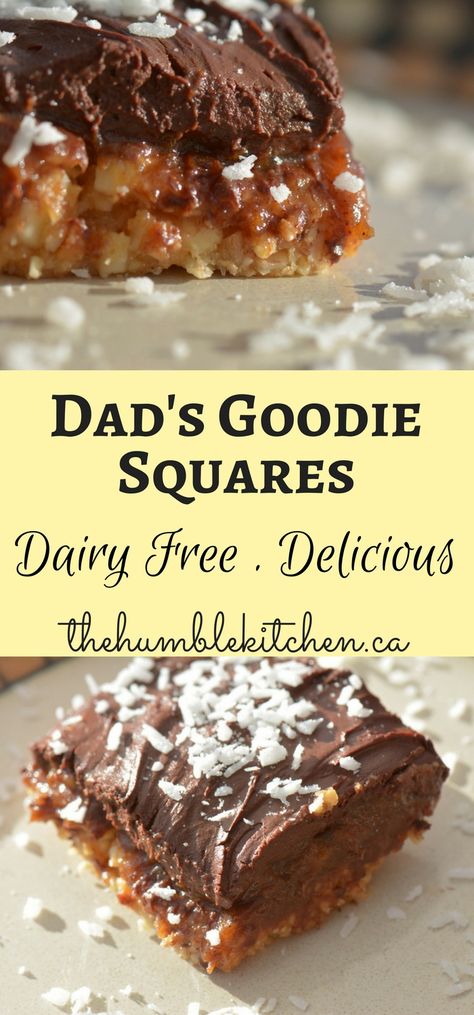 Dad’s Goodie Squares | Dairy free dessert that tastes just like Dad's Goodie Ring Cookies - without the guilt! | The Humble Kitchen Dads Goodie Rings Recipe, Goodie Rings Dads Recipe, Gluten Free Squares, Dairy Free Christmas Treats, Fairy Recipes, Ring Cookies, Humble Kitchen, Bar Desserts, Dessert Squares