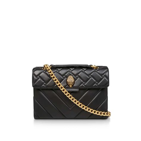 LEATHER KENSINGTON X BAG Black Quilted Leather Bag by KURT GEIGER LONDON | Kurt Geiger London Kensington, Chanel Style, London Bags, Kensington London, Day Bag, Crossbody Tote, Kurt Geiger, Quilted Leather, Boots For Sale