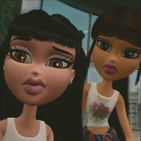 Bratz Best Friends, Bratz Duo, Bestie Cartoon Best Friends, Iconic Brunette Duos, Iconic Duos Best Friends Cartoon, Famous Cartoon Duos, Friends Pictures Cartoon, Cartoon Duos, Bratz Meme