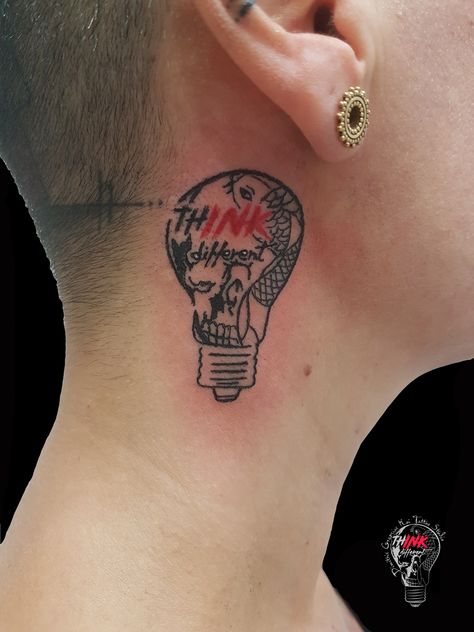 Think different tattoo by Dimitris Grapsias koi tattoo Lamp Tattoo, Think Different, Koi Tattoo, Different Tattoos, Next Tattoo, Skull Tattoo, Koi, Exclusive Designs, Tattoo Designs