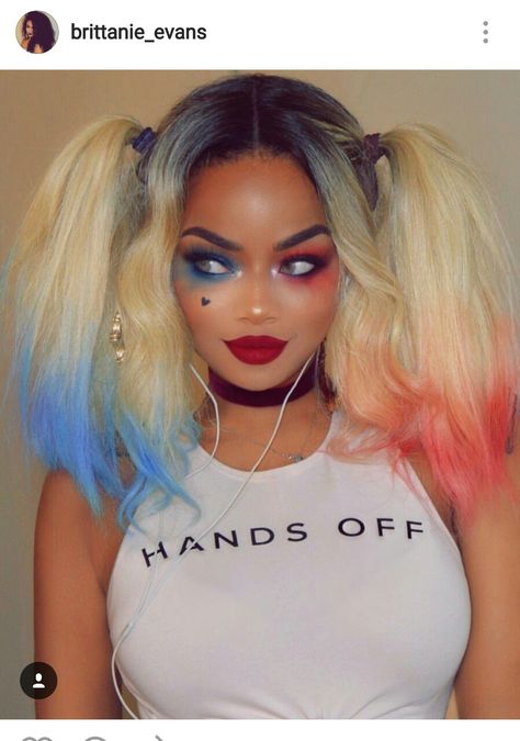 Now I want to be Harley Quinn Arley Queen, Black Cosplayers, Harley Quinn Makeup, Harley Quinn Halloween, Black Halloween Dress, Harley Quinn Costume, Harley Quinn Cosplay, Halloween Makeup Looks, Long Hair Women