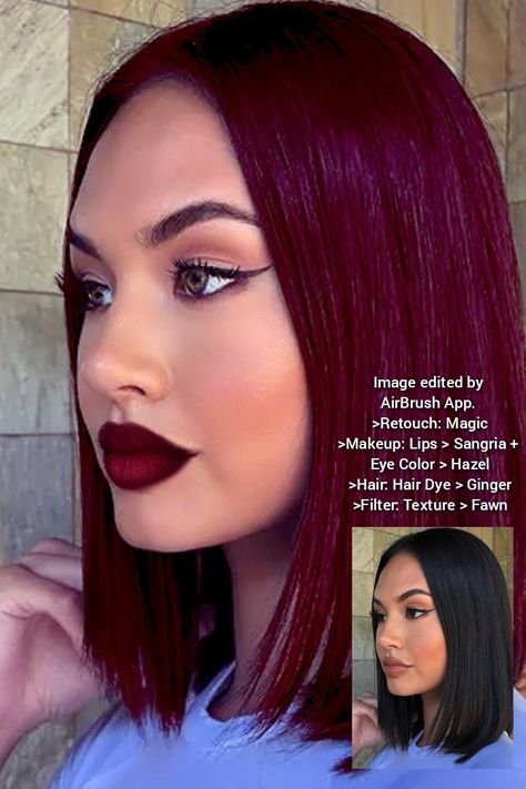 Sangria Hair Color, Hair Dye Ginger, Cherry Wine Hair Color Burgundy, Hazel Hair, Pelo Color Vino, Color Uva, Wine Hair Color, Magic Makeup, Best Hairstyles For Women