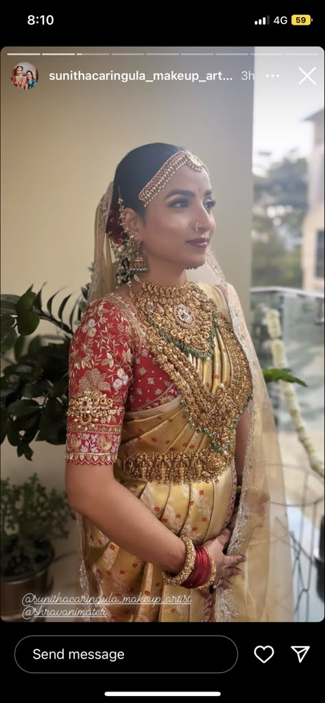 South Indian Bride Bangles, Bridal Bangles Wedding South Indian, Bride Bangles, Bride Pics, Marriage Jewellery, South Indian Wedding Saree, South Indian Bride Saree, Reception Saree, Bridal Diamond Necklace