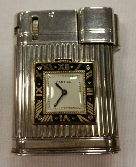 Age of Diesel — Cartier Watch Lighter with windguard. ca.1925 Cartier Lighter, Cool Lighters, Lighter Case, Old Lights, What In My Bag, Zippo Lighter, Cartier Watch, Magpie, Vintage Lighting