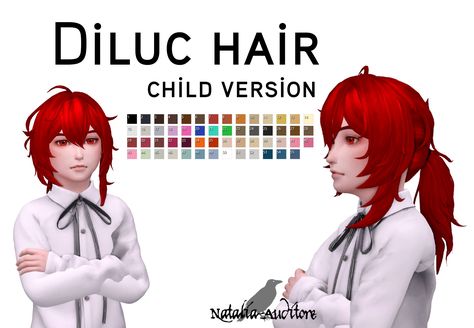 Diluc Hair, Natalia Auditore, Sims 4 Cc Patreon, Sims 4 Hair Male, Ts4 Mods, Cc Patreon, Mod Hair, Cc Hair, Sims 4 Children