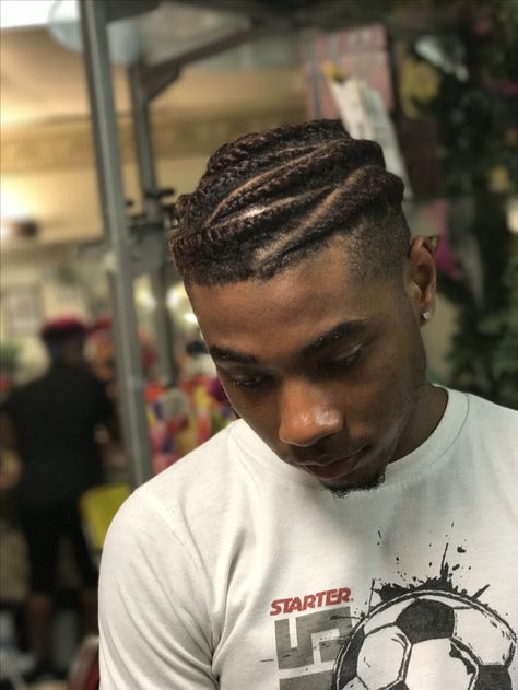 Hair twist Half Cornrows Half Twist, 5 Braids, Male Braids, Man Braids, Cornrow Braids Men, Half Cornrows, Boy Braids, Side Fade, Boy Braids Hairstyles