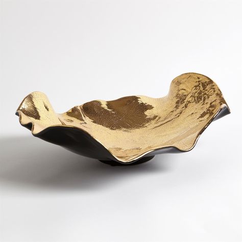 Wave Platter-Gold Crackle Ceramic Abstract, Ceramic Platter, Gold Waves, Ceramic Platters, Global Views, Gold Ceramic, In The Ocean, Furniture Removal, Ceramic Bowls