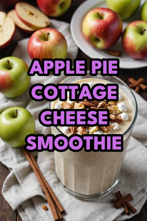 A photo of a  Apple Pie Cottage Cheese Smoothie which is a type of cottage cheese smoothies Blueberry Cottage Cheese Smoothie, Smoothies With Cottage Cheese, Pureed Cottage Cheese Recipes, Cottage Cheese And Jello Recipes, Apple Cottage Cheese, Cottage Cheese Blended Recipes, Bariatric Smoothie Recipes, Cottage Cheese Pudding Recipes, Cottage Cheese Yogurt