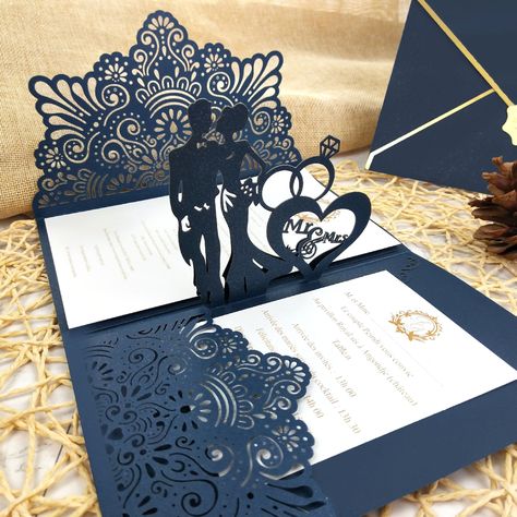 Golden Hollow Creative Invitation 3d Greeting Cards Pop Up Wedding Card - Buy Pop Up Wedding Card,Card Pop Up,3d Greeting Cards Product on Alibaba.com Pop Up Wedding, Red Wedding Invitations, Navy Blue Design, Navy Blue Wedding Invitations, Glitter Wedding Invitations, Navy Wedding Invitations, Creative Invitations, Acrylic Wedding Invitations, Pocket Wedding Invitations