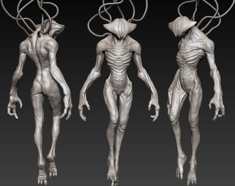 ArtStation - Roswell, Florent Desailly Zbrush Monster, Fantasy Creatures Mythology, Zbrush Render, 3d Monster, Zbrush Character, Creepy Monster, Interesting Shapes, 3d Sculpting, Cosmic Horror