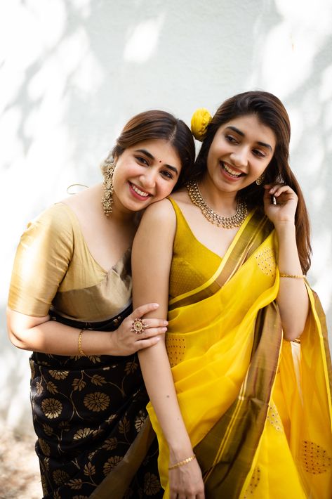 Sarees – Page 3 – THE INDIAN ETHNIC CO. Sisters Photography Poses, Sisters Photoshoot Poses, Sister Photography, Sister Poses, Sisters Photoshoot, Fancy Sarees Party Wear, Saree Poses, Best Friend Poses, Bff Photoshoot Poses