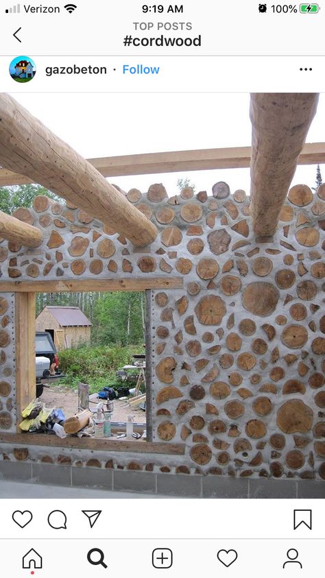 Cordwood Homes, Cord Wood, Earthship Home, Wood Building, Outdoor Sauna, Cob House, Earth Homes, Natural Building, Earthship