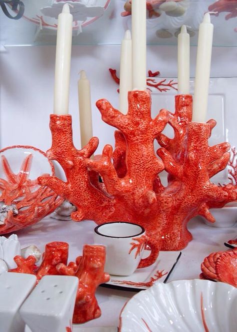 Coral Pottery, Coral Candle Holder, Coral Chandelier, Coral Clay, Surf Room Decor, Surf Room, Coral Decor, Coral Art, Witch Diy