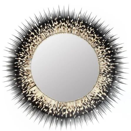 Aspen Bedroom, Black Round Mirror, Accent Mirror Wall, Mirror Pattern, Starburst Mirror, Porcupine Quills, Wall Accent, Sunburst Mirror, Beautiful Mirrors