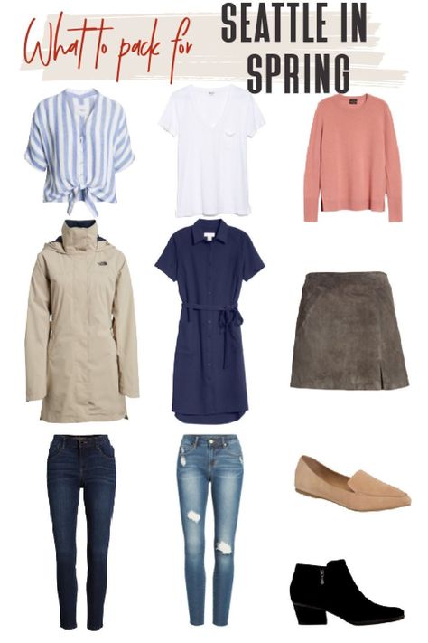 What To Wear In Seattle In April, Spring In Seattle Outfit, Seattle Packing List Spring, Spring Seattle Outfits, Seattle Outfits March, Seattle Summer Outfit Ideas, Seattle Spring Outfits, Seattle Fashion Summer, Seattle Outfits Summer