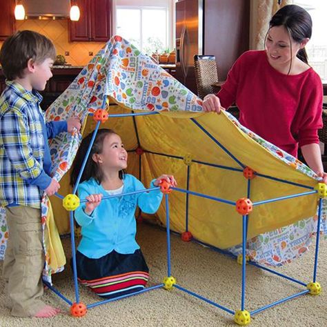 Kids DIY Build & Play Construction Fort Kit 72pc Fort Building Kit, Fort Kit, Kids Construction, Kids Forts, Construction For Kids, Wendy House, Build A Fort, Discovery Kids, Kids Imagination