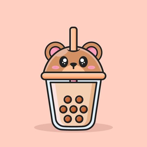 bubble tea cup with cute animal face lid Cute Boba, Dragon Scale, Boba Tea, Animal Faces, Bubble Tea, Cute Doodles, Cute Food, Tea Lover, Anime Films