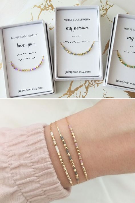 Evil Eye Bracelet Diy, Valentines Day Bracelet, Secret Message Jewelry, Morse Code Jewelry, Bracelets For Boyfriend, Bff Gifts Diy, Bracelet For Her, Bracelets Handmade Diy, Morse Code Bracelet