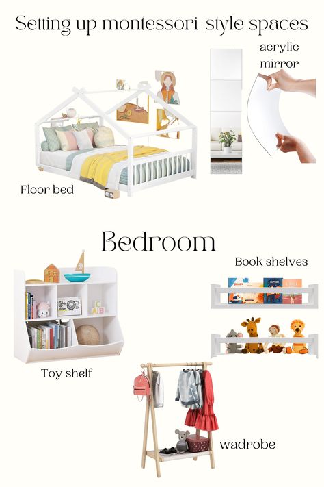 Montessori bedroom| Toddler bedroom| Montessori floor bed | toddler floor bed | Acrylic kids mirror| toddler toy shelf | Toddler book shelf | Toddler wadrob | Montessori Bedroom Toddler Boys, Montessori Bedroom Toddler, Toddler Book Shelf, Bedroom Book Shelf, Montessori Toddler Bedroom, Toddler Room Ideas, Floor Bed Toddler, Kids Mirror, Toddler Book