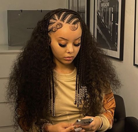 Half Sewin Half Braids, Tan Skin Blonde Hair, Natural Braided Hairstyles, Unique Braids, Sleek Ponytail Hairstyles, Quick Weave Hairstyles, Cute Braided Hairstyles, Braided Cornrow Hairstyles, Cute Box Braids Hairstyles