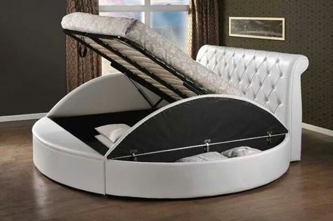 Nice Lift Up Bed, Diy Storage Ottoman, Lift Storage Bed, Circle Bed, Ottoman Round, Round Bed, Bed Linen Design, Diy Bed Frame, Round Beds