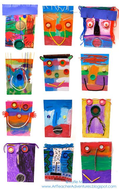 1st Grade Art Lessons, Grade 1 Art, First Grade Art, 1st Grade Art, 2nd Grade Art, Found Object Art, Elementary Art Projects, Kindergarten Art, Art Lesson Ideas