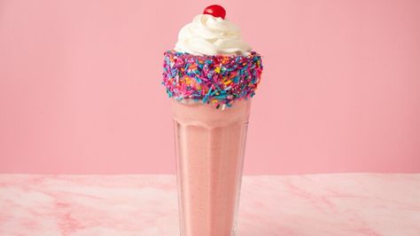 At-Home Barbie Shake Recipe Barbie Shake Recipe, Serving Glasses, Cherry Syrup, Maraschino Cherry, Shake Recipes, Whipped Topping, Vanilla Ice Cream, Apple News, Melting Chocolate