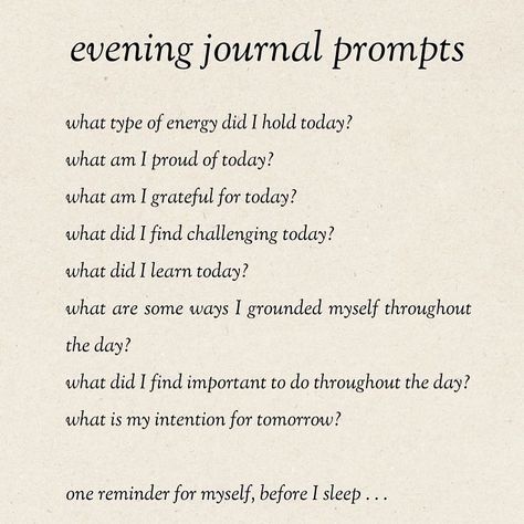 evening journal prompts 📝 I’m an advid journaler but for some reason never do it at night. My October goal is to start journaling as I’m winding down for the night 🌙😴🌟 #journaling #journal #nighttime #nighttimeroutine #selfcare #pages #aesthetic #viral #fypage Nighttime Journal Prompts Aesthetic, Late Night Journaling Prompts, New Journal Prompts, New Moon Journaling, Daily Journal Prompts Night Time, Journal Ideas Night, Sleep Prompts, Journal Prompts Before Bed, Quick Journal Prompts