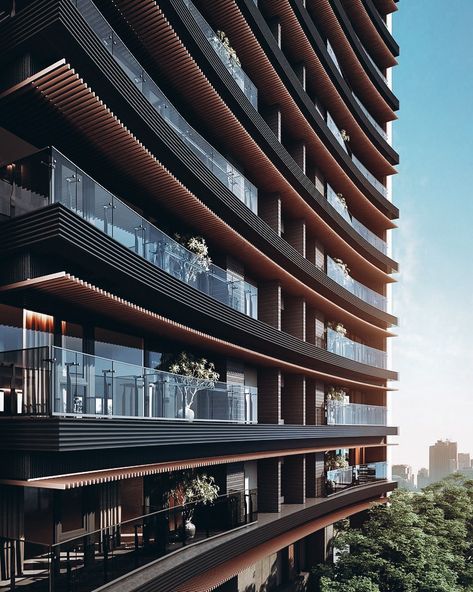 High Rise Facade Architecture, Hotel Facade Design Modern, High Rise Apartment Exterior, Condominium Facade, Condominium Architecture, Hotel Facade, Commercial Design Exterior, Facade Architecture Design, Residential Building Design