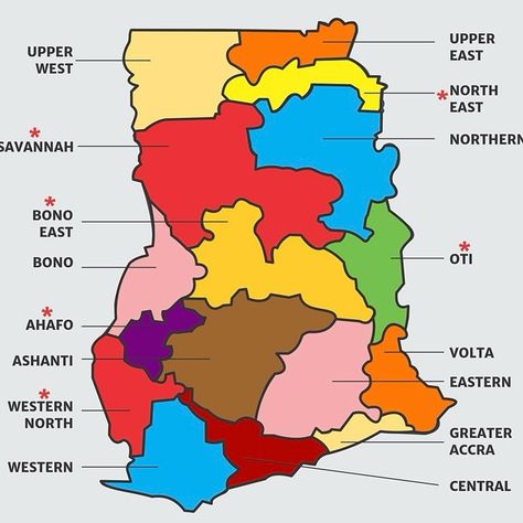 Can you name all the regions in Ghana? 🇬🇭 #theghanainsider #ghana Ghana Symbols And Meanings, Ghana Language, Ghana Map, Ghana History, Ghana Itinerary, Ghana Map With 16 Regions, Accra, Your Name, North East