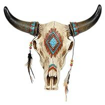 Cow Skull With Feathers, Americana Aesthetic, Black Forest Decor, Hydro Dipping, Steer Skull, Bull Cow, Southwestern Rug, Faux Taxidermy, Bull Skulls