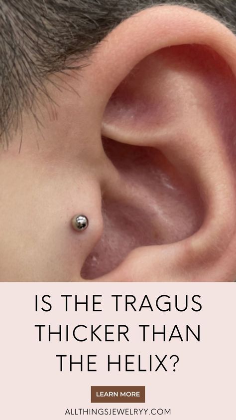 If you’re stuck deciding between a helix or tragus piercing, you’re in luck. We’re settling the tragus vs helix debate once and for all. In this guide, we’re defining each piercing and sharing their differences in pain levels, healing, price, and jewelry options. Eat Cartilage Piercing, Tragus Piercing Pain Chart, Tragus Piercing Jewelry Silver, Different Cartilage Piercings, Triple Helix Piercing Ideas, Tiny Tragus Piercing, Ear Piercings Healing Time, Ear Tragus Piercing, Unique Ear Piercings Ideas