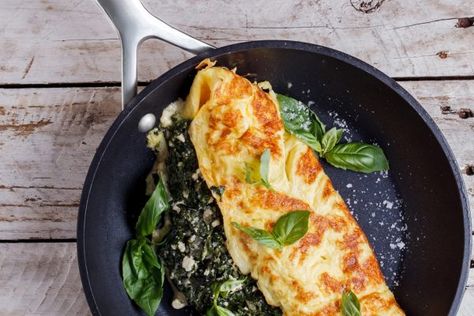 Spinach, Feta & Basil Omelette #breakfast #breakfasttime #breakfastlover #breakfastofchampions #breakfastclub #breakfastinbed #breakfastbowl #breakfastideas #recipe #recipes #Recipeoftheday #recipeideas #recipeoftoday #recipesforselflove #recipeblog #recipeidea #recipeinspo #recipeoftheweek #recipeinspiration #food #foodie #foodblogger #foodlover Basil Omelette, Creuset Recipes, Spinach Omelette, Le Creuset Recipes, Spinach Feta, Spinach And Feta, Light Dinner, Le Creuset, Easy Cooking