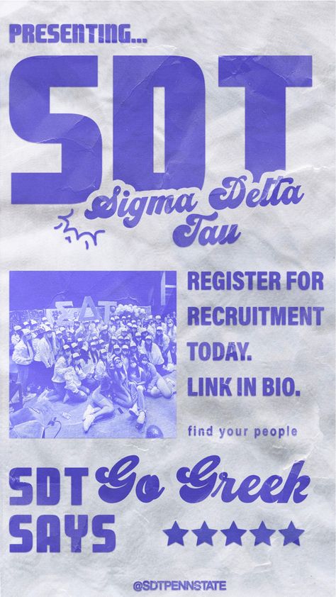 Sorority Instagram, Rho Gamma, Pr Ideas, Sigma Delta Tau, Alpha Gam, Recruitment Poster, Tri Sigma, Sorority Merch, Go Greek