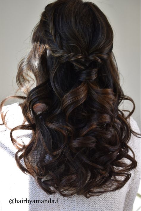 Bridesmaid Hairstyles Half Up Half Down Dark Hair, Prom Hairstyles Half Up Half Down Dark Hair, Wedding Guest Hairstyles Dark Hair, Quince Hair Styles Half Up Half Down, Half Up Half Down Hair Dark Hair, Prom Hairstyles For Dark Hair, Quinceanera Half Up Half Down Hairstyles, Wedding Hair For Dark Hair, Dark Hair Half Up Half Down