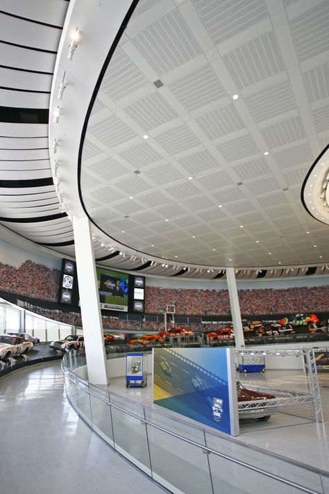 NASCAR Museum and Hall of Fame, Charlotte, NC using USG Ceilings Nascar Hall Of Fame, Inspiring Spaces, Rv Travel, Charlotte Nc, Hall Of Fame, Nascar, Places Ive Been, North Carolina, Rv