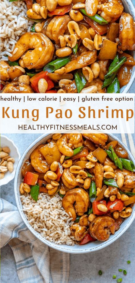 Low Calorie Shrimp Meal Prep, Stir Fry With Rice, Shrimp Meal Prep, Kung Pao Shrimp, Asian Dinner, Shrimp Recipes Healthy, Shrimp Dinner, Chicken Crockpot, Healthiest Seafood