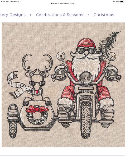 Motorcycle Christmas, Christmas Sketch, Christmas Stitch, Motorcycle Drawing, Motorcycle Sidecar, Waffle Weave Towels, Towel Design, H Design, Christmas Towels