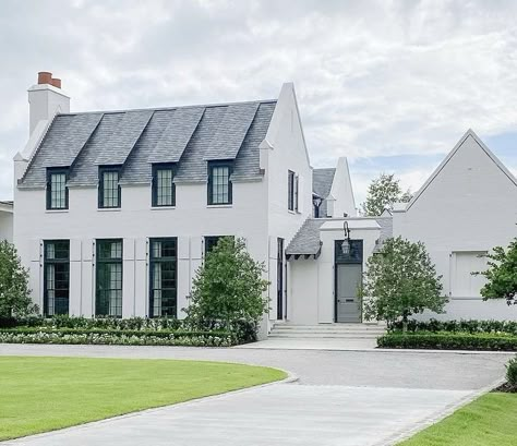 Transitional Architecture, Modern Belgian Farmhouse Exterior, Belgian Farmhouse Exterior, French Provincial Facade Modern, French Transitional Home Exterior, European Farmhouse Exterior Stone, Modern Cottage Exterior, Modern Classic Home, Modern Colonial