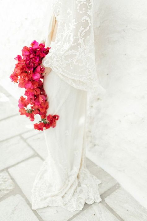 Bougainvillea Bouquet, Rancho Wedding, Bougainvillea Wedding, Peach Wedding Colors, Married In Greece, Grecian Wedding, Hacienda Wedding, Italian Weddings, Hot Pink Weddings