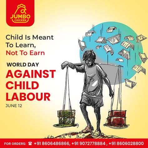 It is our responsibility to handle children with love, care and affection and to protect them from child labour…. World Day Against Child Labour Day! . . . #WorldDayAgainstChildLabour #WorldDayAgainstChildLabour2023 #ChildLabour #children #Labour #Jumbo Child Labour Illustration, World Day Against Child Labour, Display Boards For School, English Slogans, Album Artwork Cover Art, Postage Stamp Design, Class Activity, Child Labour, Peace Illustration