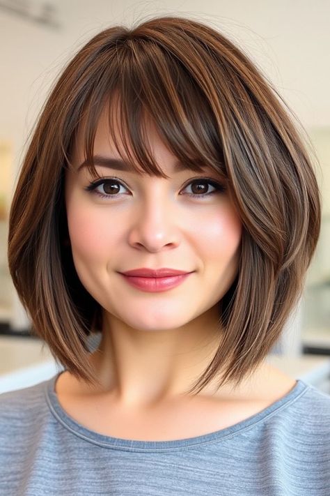 Classic Bob with Feathered Bangs, long bob hairstyle, , medium-length haircut, low maintenance medium-length haircut Shoulder Length Bob With Side Bangs, Feathered Bob With Bangs, Medium Length Bob With Bangs, Bob With Feathered Bangs, Bangs Long Bob, Haircut Low Maintenance, Feathered Bob Hairstyles, A Line Bob With Bangs, Medium Bob With Bangs