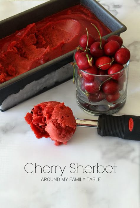 Delicious Cherry Sherbet...it's dairy free and vegan, but you wouldn't know.  And has less added sugar too! #splendasweeties #sweetswaps ad Divine Recipes, Cherry Sorbet, Granitas, Sorbet Ice Cream, Scoop Of Ice Cream, Amazing Desserts, Sorbet Recipes, Frozen Cherries, Cherry Recipes