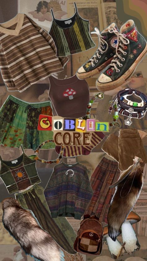 Goblin Core Fashion, Goblin Core Outfit, Goblin Core Aesthetic, Goblincore Clothes, Goblincore Outfits, Fox Tail Keychain, Goblin Core, Grunge Fairy, School Fashion