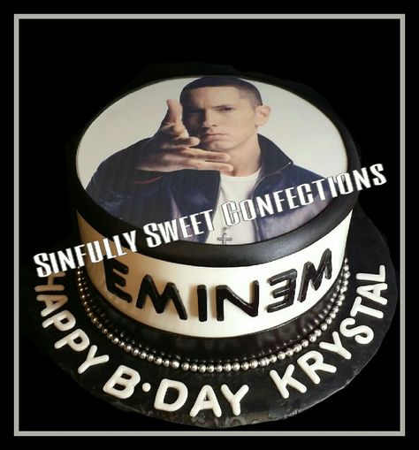 Eminem Themed Birthday Cake Eminem Themed Party, Eminem Birthday Party, Eminem Birthday Cake, Eminem Cake, Graffiti Party Theme, Eminem Birthday, Graffiti Party, Baby Scrapbook Album, The Real Slim Shady