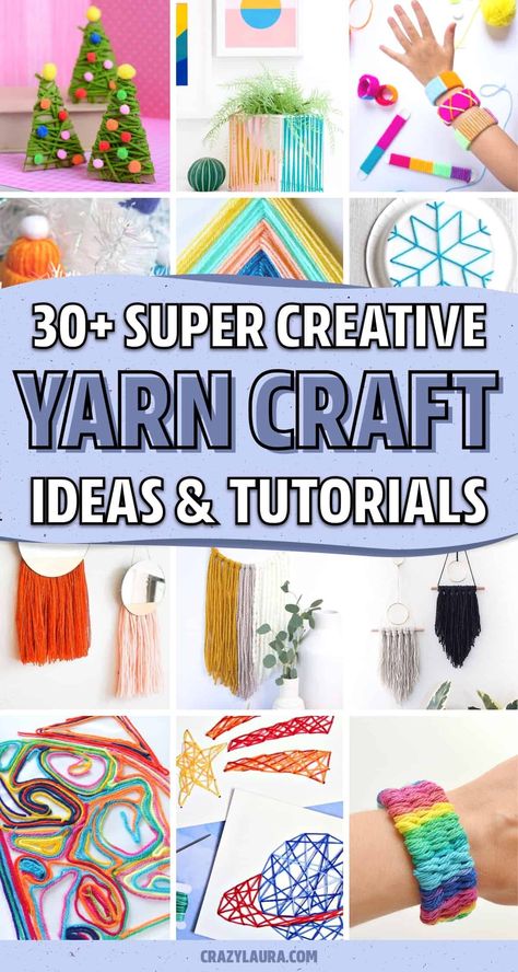 Whether you’re looking for a fun craft project for the kids or you want to make something for yourself… these creative yarn crafts are perfect to make if you want to keep it simple and cheap! Fun Cute Diy Crafts, Craft Camp Ideas, 4h Crafts Projects, New Craft Ideas For 2023, Kids Yarn Crafts Easy, Craft Club Ideas Kids, Crafts With Yarn For Kids, Yarn Crafts For Kids Easy, 4h Project Ideas For Kids