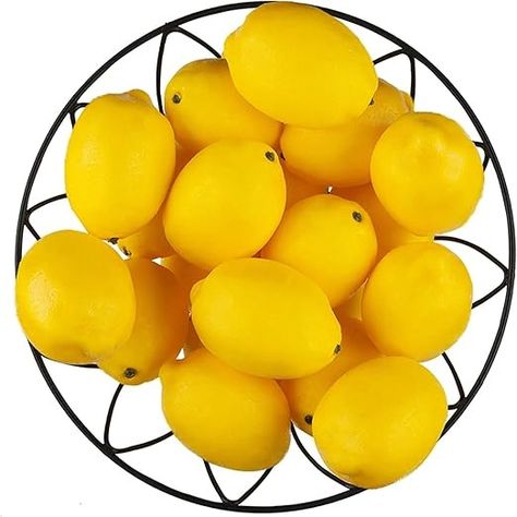 Amazon.com: Toopify 20pcs Yellow Artificial Lemons,Fake Fruit Lemons Artificial Lifelike Simulation Lemon for Home House Kitchen Party Decoration : Home & Kitchen Fake Lemon Tree, Faux Fruit Decor, Lemon Accents In Kitchen, Rae Dunn Lemon Display, Fake Lemons, Kitchen Party, Fake Fruit, Artificial Fruit, Decoration Home